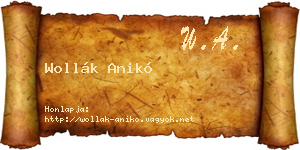 Wollák Anikó névjegykártya